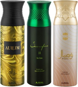 Ajmal Aurum & Sacrifice II & Wisal Deodorant Spray + 3 Testers Deodorant Spray  -  For Men & Women