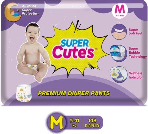 Super Cute's Premium Wonder Pullups Diaper Pant with Wetness Indicator & Leak Lock Technology - M