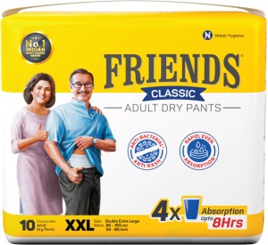 FRIENDS Classic Pants with odour lock and Anti-Bacterial Absorbent Core  Adult Diapers - XXL - Buy 10 FRIENDS Adult Diapers | Flipkart.com