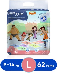 BUMTUM Chhota Bheem Premium Baby Pull-Up Diaper Pants with Aloe  Vera,Wetness Indicator and 12 Hours Absorption - Large - L - Buy 62 BUMTUM  Cotton Pant Diapers for babies weighing < 14 Kg