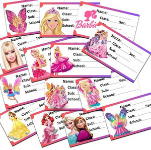 Barbie name stickers cheap for school books