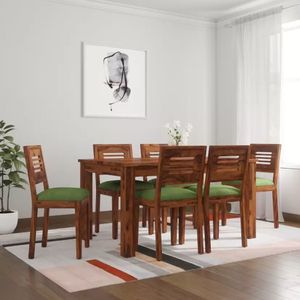 Taskwood Furniture Solid Wood Sheesham Wood 6 Seater Dining Table With 6 Chairs For Dining Room Solid Wood 6 Seater Dining Set