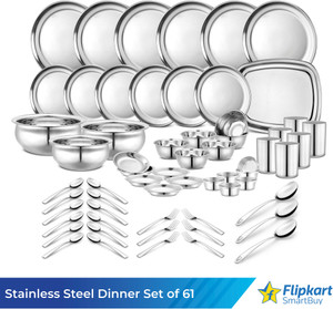 Flipkart SmartBuy Pack of 61 Stainless Steel Dinner Set Kitchen Set for Home Heavy Gauge Dinner Set Price in India Buy Flipkart SmartBuy Pack of 61 Stainless Steel Dinner Set