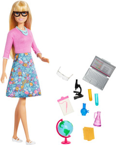 BARBIE Teacher Doll Blonde with Accessories Gift for 3 to 7 Year