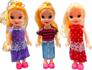 SARASI 3 Pretty Sisters Doll Set For Girls Kids Foldable Arms