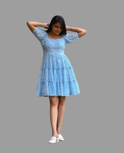 SHUBHA CREATION Women Fit and Flare Blue Dress Buy SHUBHA CREATION Women Fit and Flare Blue Dress Online at Best Prices in India Flipkart