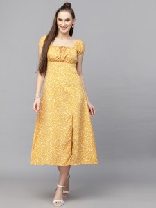 AAYU Women A-line Yellow Dress
