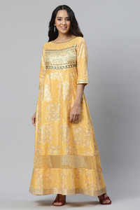 Buy Aurelia Women Gown Yellow Dress Online at Best Prices in India Flipkart