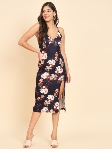 Floral Velour Bodycon Dress, 40% OFF