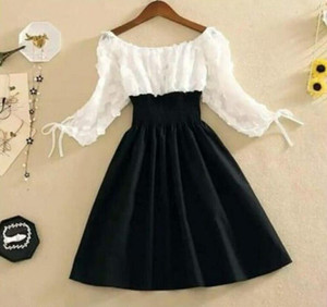 Black & store white frock