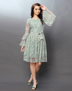Selvia Women Gathered Green Dress Buy Selvia Women Gathered