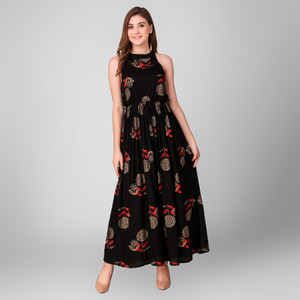 Black maxi dress sales flipkart
