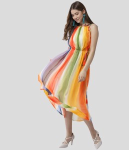 STYLESTONE Women Cinched Waist Multicolor Dress