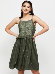 MAX Women A line Green Dress Buy MAX Women A line Green Dress Online at Best Prices in India Flipkart