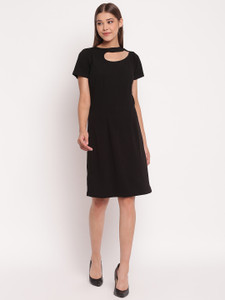 AKIMIA Women A-line Black Knee Length Dress - Buy AKIMIA Women A  