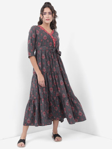Vishudh black best sale printed maxi dress
