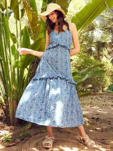 STREET9 Women Maxi Blue White Dress Buy STREET9 Women Maxi Blue