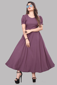 Glolick Women A line Purple Dress Buy Glolick Women A line Purple Dress Online at Best Prices in India Flipkart