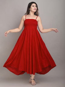 Buy one amore Women A line Red Dress Online at Best Prices in India Flipkart