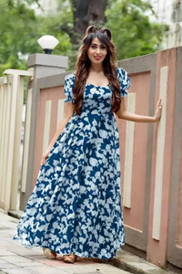 JAHU MART Women Gown Blue Dress Buy JAHU MART Women Gown Blue Dress Online at Best Prices in India Flipkart