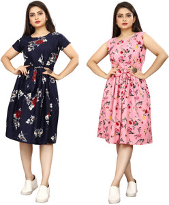 Nilkanth Fashion Women A line Blue Black Dress Buy Nilkanth