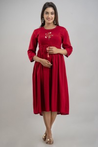 STEP QUEEN Women Fit and Flare Maroon Dress - Buy STEP QUEEN Women Fit and Flare  Maroon Dress Online at Best Prices in India