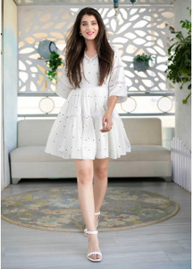 Net white cheap frock design
