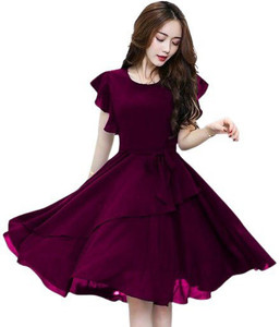 ADEmpire Women Fit and Flare Purple Dress Buy ADEmpire Women Fit