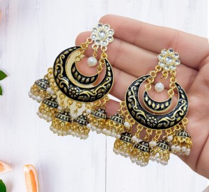 Buy Luxury Style Black colour jhumka earrings traditionaljhumka earring  for girlsBeautiful Traditional Jhumki Earring For Women at Amazonin