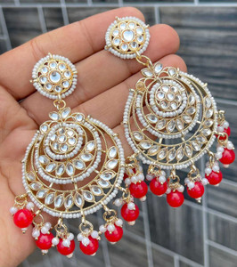 Flipkart Buy NIDZZALIFESTYLE Kundan earrings red Sterling Silver Drops Danglers Online at Best Prices in India