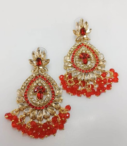 Flipkart.com - Buy Rumi ALLOY,ZIRCON DESIGNER RED GOLD-PLATED STONE WEDDING  EARRING SET Zircon Alloy Jhumki Earring Online at Best Prices in India