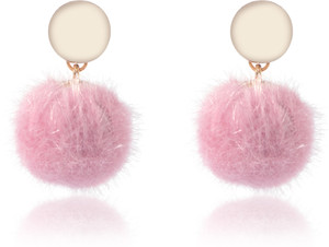 Flipkart Buy muskcloset Stylish Pink Fur Drops Earrings for Girls Beautiful Western Look 1 Pair Crystal Alloy Drops Danglers Online at Best Prices in India