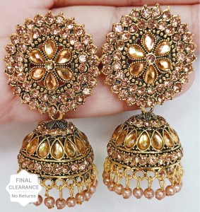 Silver Filigree Work Earrings for Women Stylish Fashion Jewellery  Traditional Pink Beads Dangler Artificial Designs Jhumka Earring Designs  for Women