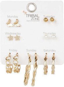 Flipkart Buy TRIBAL ZONE Golden 7 Pair Earrings Set for the