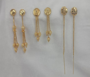 Flipkart Buy HOFAEL Fancy Designer 3 Pair Gold Plated Dimond Cut Hanging Sui Dhaga for Women Girls Brass Earring Set Online at Best Prices in India