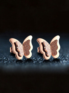 Charming Dual Butterfly Metal Stud Earring