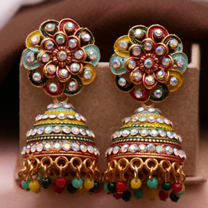 Flipkart Buy Antico Traditional Ethnic Multy Color Minakari Diamond Jhumka Jhumki Earrings for Girls Diamond Alloy Jhumki Earring Drops Danglers Chandbali Earring Online at Best Prices in India