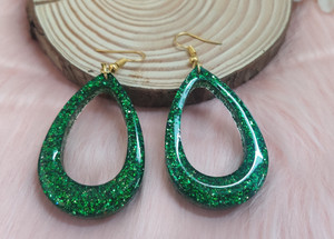 Green glitter earrings hot sale