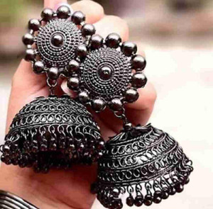Black metal earrings flipkart top