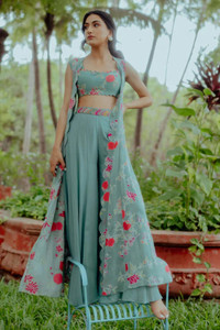 Gurucrupa Women Ethnic Top Palazzo Ethnic Jacket Set Buy Gurucrupa Women Ethnic Top Palazzo Ethnic Jacket Set Online at Best Prices in India Flipkart