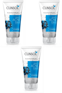 Clinsol Anti Acne Charcoal Facewash 70gm Pack Of 3 Face Wash