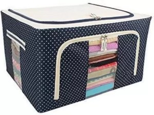 55 L Big size Foldable Cloth Storage Box - High Capacity Waterproof  Moisture Proof Oxford cloth Steel Organizer Bag for Clothes, Blanket