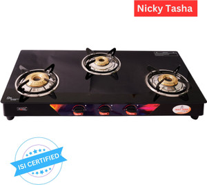 NICKY TASHA Nicky Tasha 3 Burner Glass Gas Stove Glass Stainless Steel Manual Gas Stove Price in India Buy NICKY TASHA Nicky Tasha 3 Burner Glass Gas Stove Glass Stainless Steel