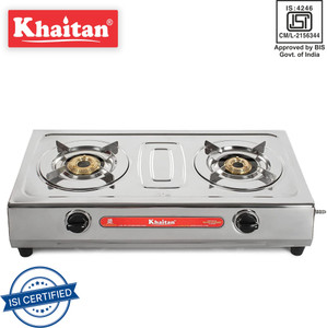 Khaitan 2 Burner VS2 Smart Stainless Steel Manual Gas Stove Price