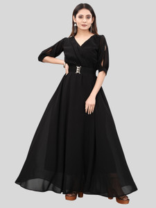 Black colour simple on sale gown