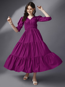 Purple colour long frock outlet