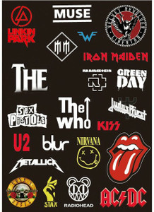 WorldForU Vintage Rock Music Band Name Logos Adhesive Guitar, Laptop, Bike,  Car, Etc Guitar Sticker Price in India - Buy WorldForU Vintage Rock Music Band  Name Logos Adhesive Guitar, Laptop, Bike, Car,