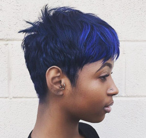 midnight blue hair color on black women