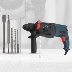 Hillgrove H26H2 3 Modes Multi Purpose Household Electric Rotary Hammer Drilling Machine Industrial Grade High Power Forward Reverse Rotaion with 5 Bits for Making Holes in Metal Wood Concrete Hammer D...