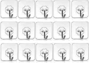 Durable plastic wall hooks—perfect for robes, towels, keys, bags, calendars. Hook 15